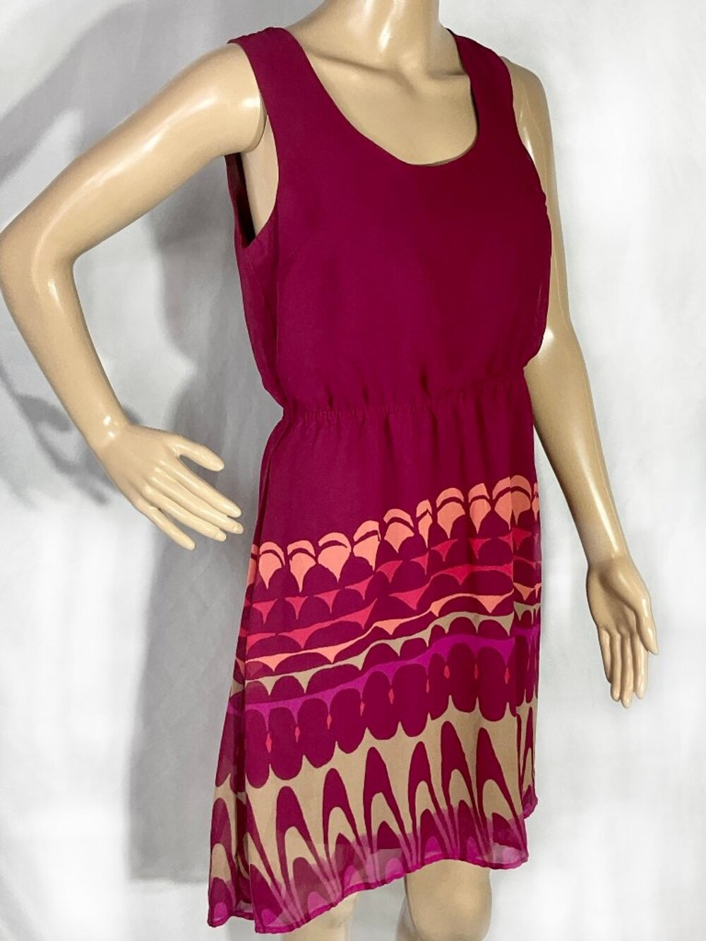 Mossimo Sz Small Knee Length High-Lo Dress Womens 70s Vibe Retro Sleeveless